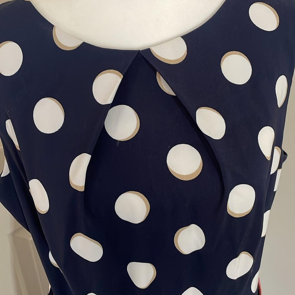 Dress Barn Polk A Dot Dress Navy White Sleeveless Dress Size 14 - Picture 4 of 9